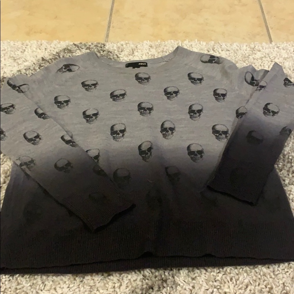 Aqua Skull Print Sweater